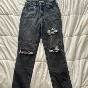 Pacsun Women’s Mom Jeans Black Wash Distressed Size 25